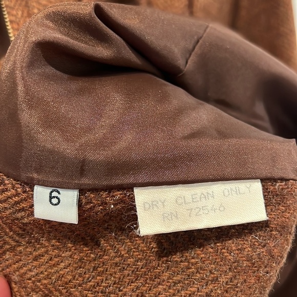 International Scene Vintage Brown Wool Herringbone Zip Up Jacket Size 6 - Picture 7 of 9